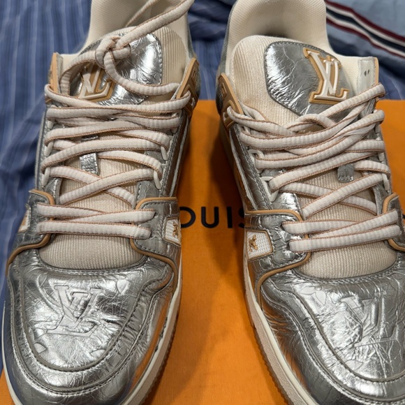 Louis Vuitton silver monogram trainers men sneakers - Picture 1 of 9